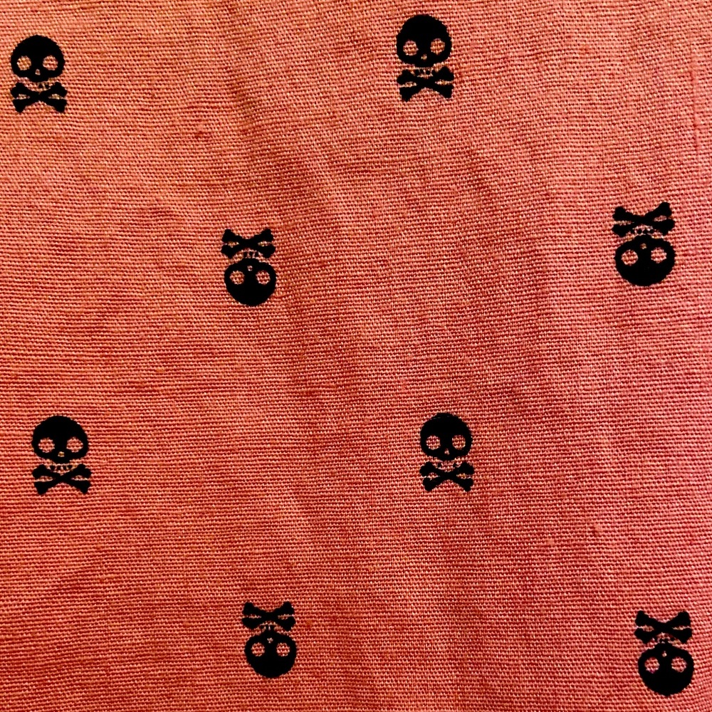 Casual pink-salmon color skull button down shirt